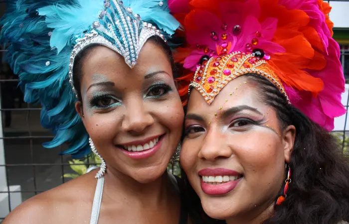 Two women from the alypso Histoy-Trinidad Carnival 